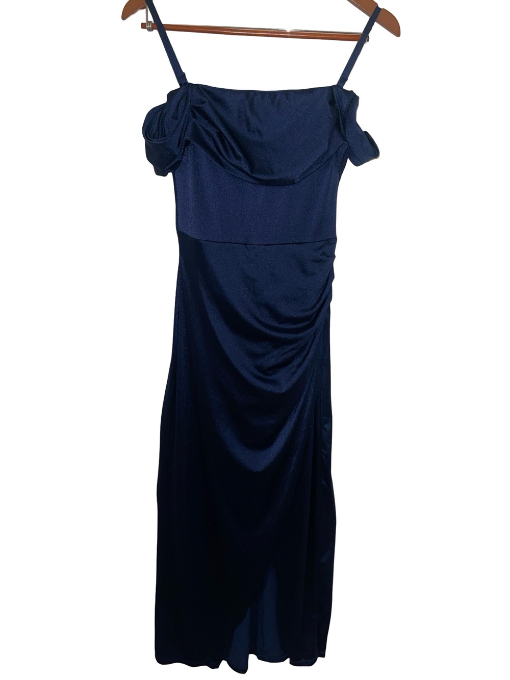 Shapewear Off-Shoulder Ruched Sculpting Maxi Dress - Navy Blue size - Picture 4 of 7